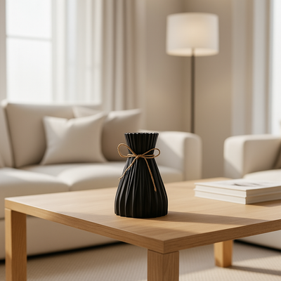 Dekovase aus Keramik im Falten-Design