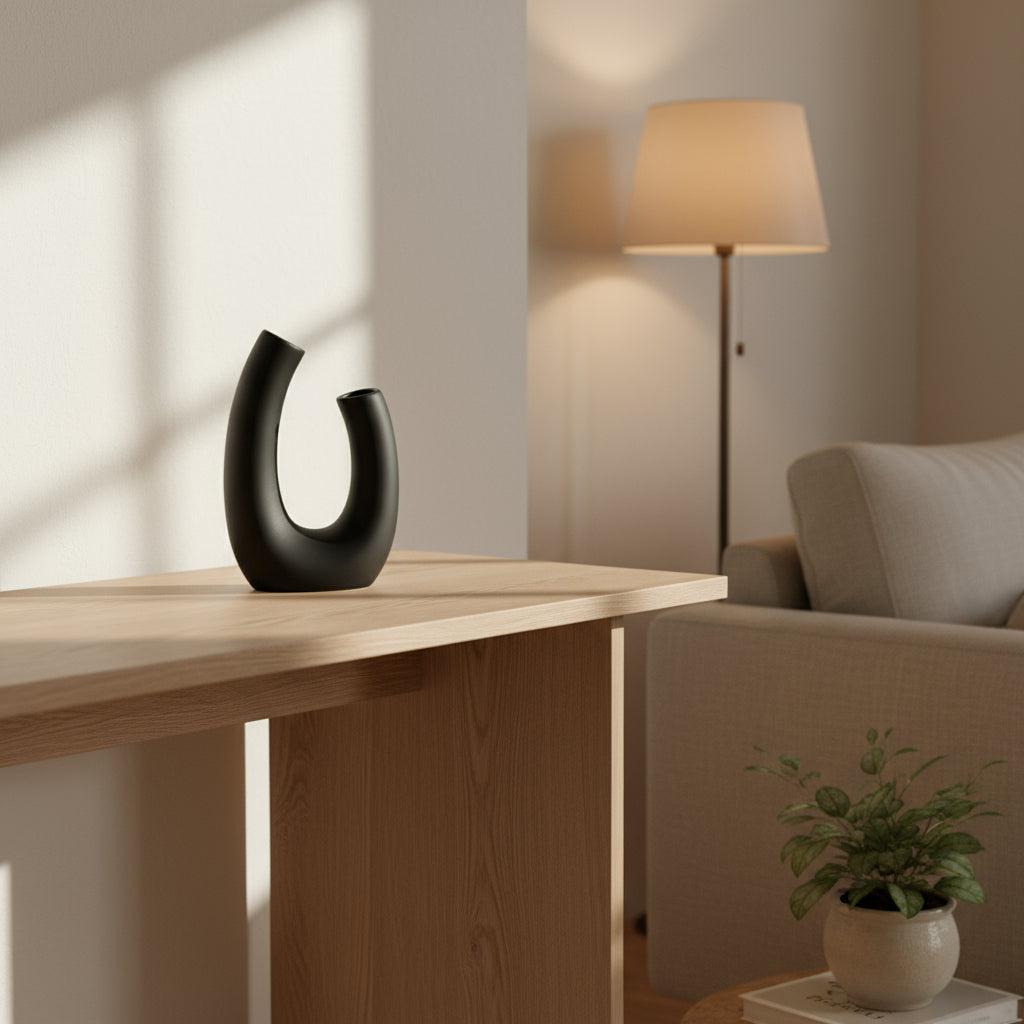 Keramik Deko Vase in geschwungener Form