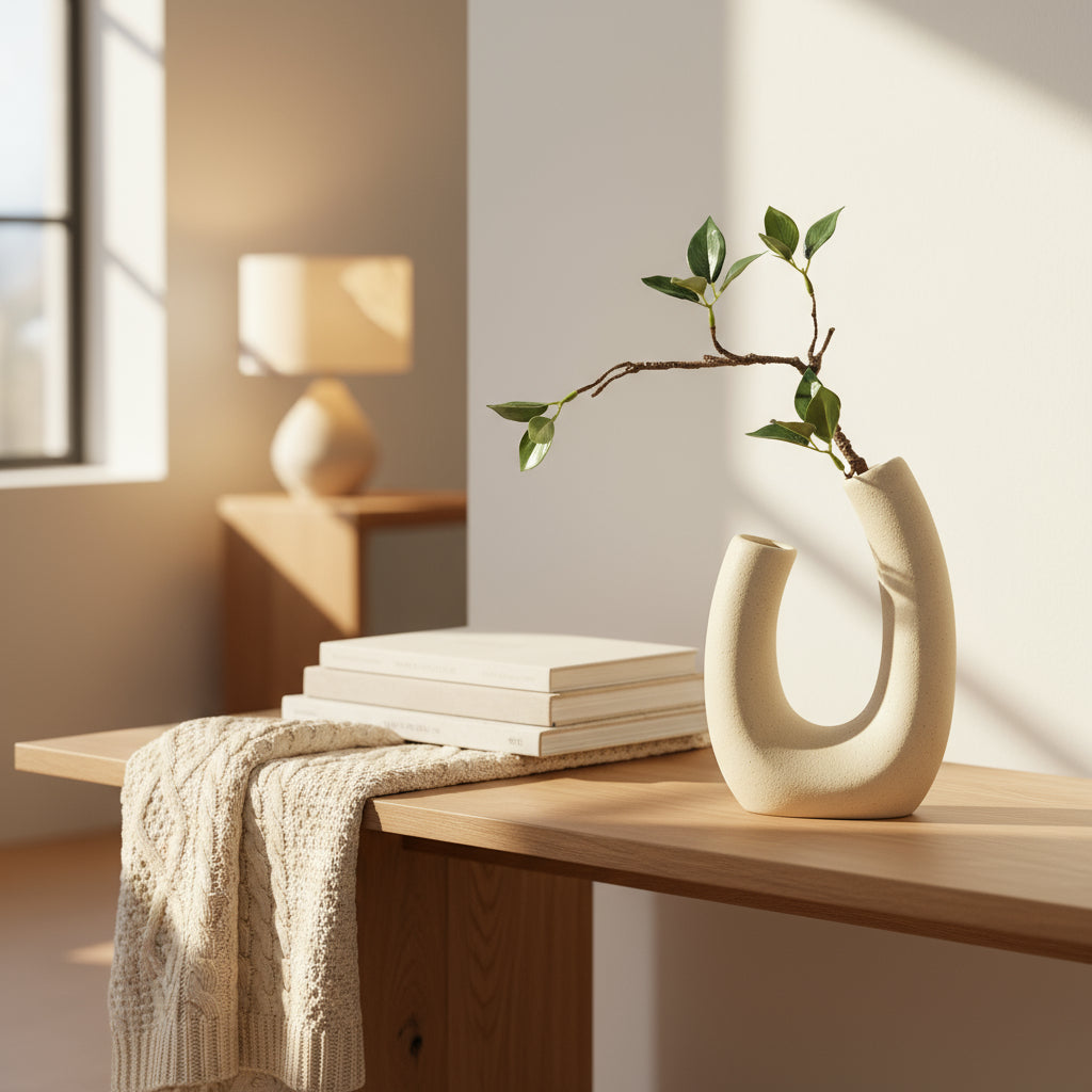 Keramik Deko Vase in geschwungener Form