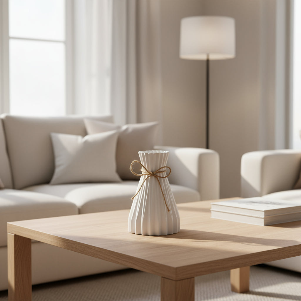 Dekovase aus Keramik im Falten-Design