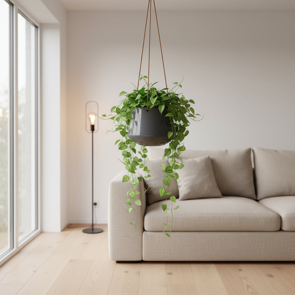 Keramik Hängetopf mit Juteschnur Aufhängung