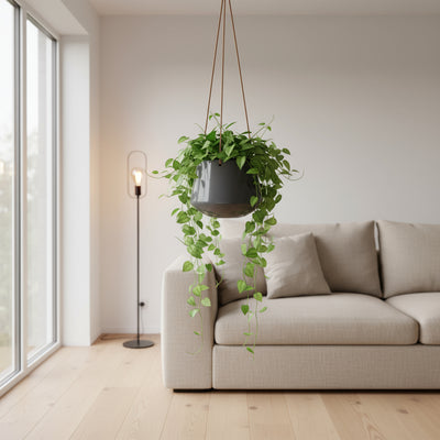 Keramik Hängetopf mit Juteschnur Aufhängung